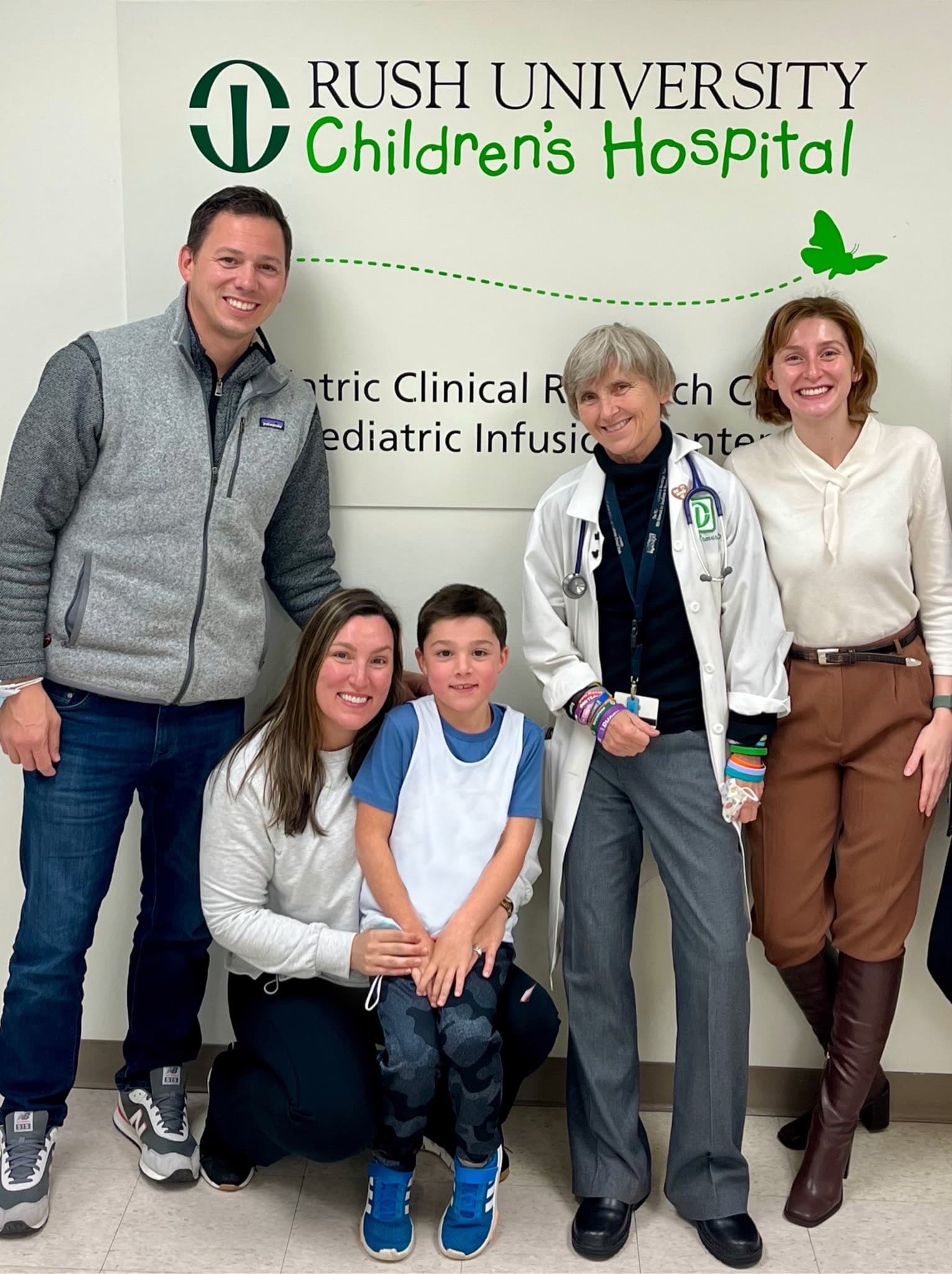 Charlie with Dr. Elizabeth Berry-Kravis and Clinical Research Director Kendall Robbins (2023)